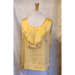 T14 My Collection sleeveless golden yellow ruffled tank blouse Sz Large